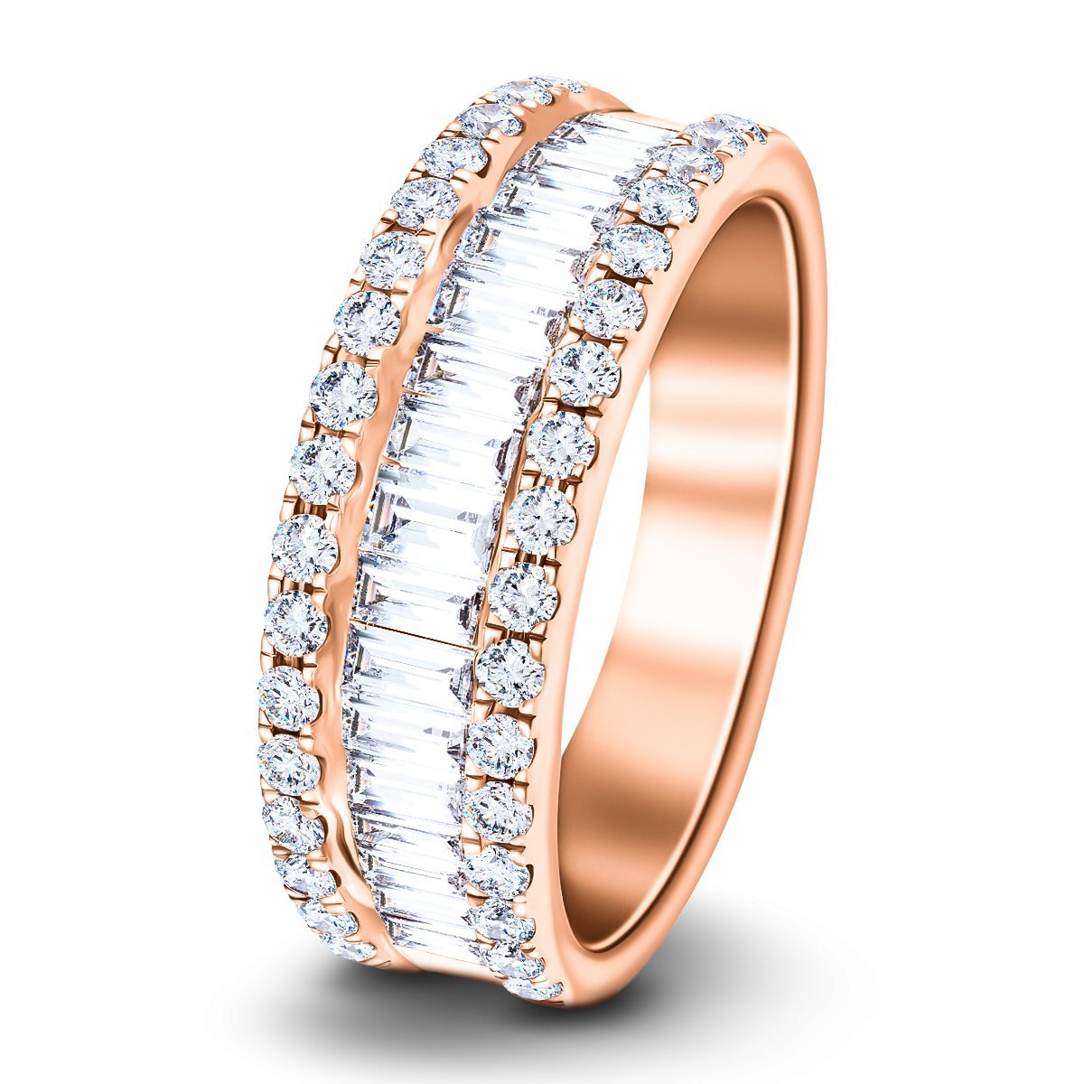 Fancy Diamond Half Eternity Ring 1.50ct G/SI 18k Rose Gold 7.0mm - All Diamond