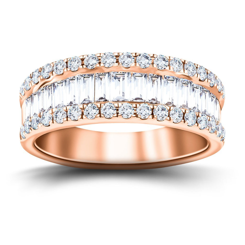 Fancy Diamond Half Eternity Ring 1.50ct G/SI 18k Rose Gold 7.0mm - All Diamond
