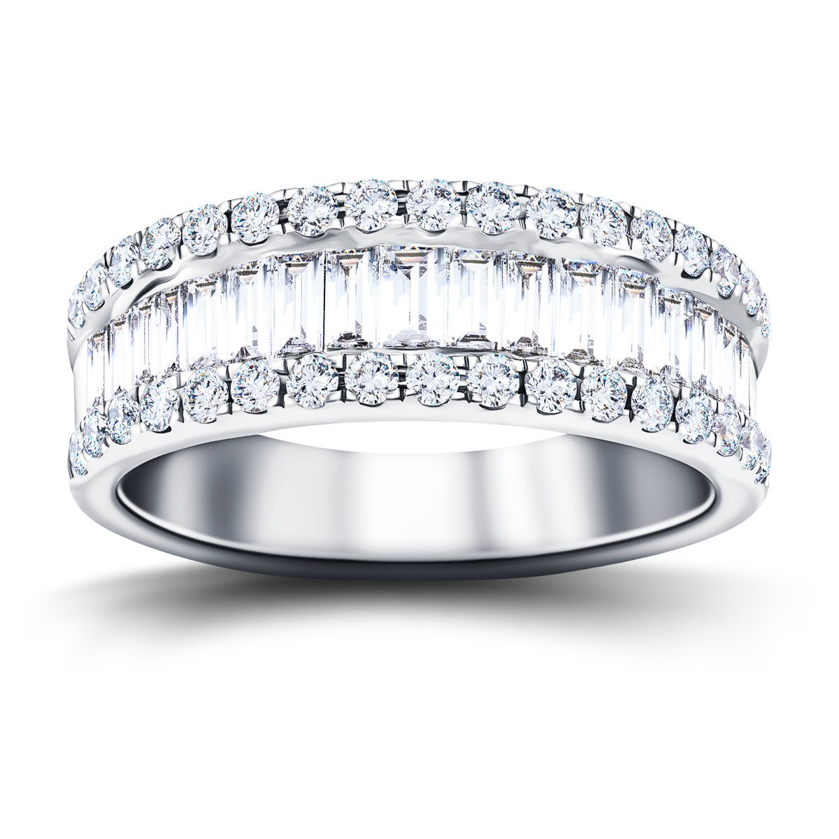 Fancy Diamond Half Eternity Ring 1.50ct G/SI 18k White Gold 7.0mm - All Diamond