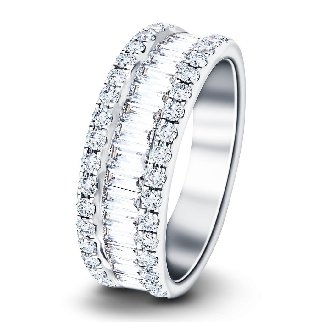 Fancy Diamond Half Eternity Ring 1.50ct G/SI Platinum 7.0mm - All Diamond