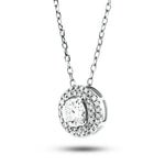 Fancy Diamond Halo Pendant Necklace 0.35ct G/SI 18k White Gold - All Diamond