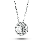 Fancy Diamond Halo Pendant Necklace 0.50ct G/SI 18k White Gold - All Diamond