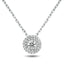Fancy Diamond Halo Pendant Necklace 0.66ct G/SI 18k White Gold