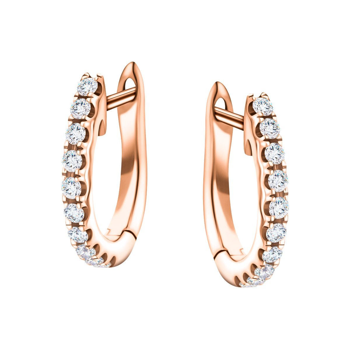 Fancy Diamond Hoop Earrings 0.20ct G/SI Quality in 18k Rose Gold - All Diamond