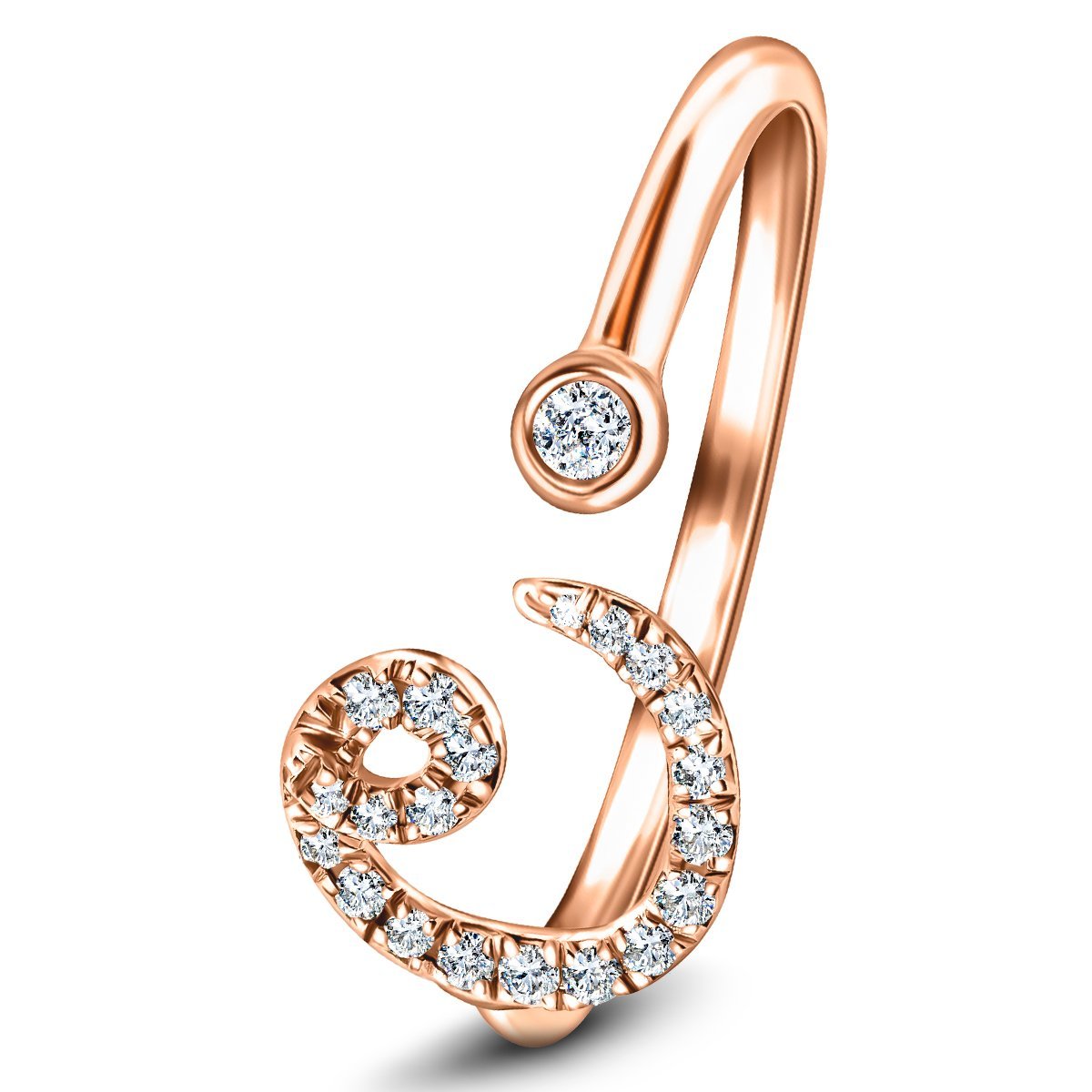 Fancy Diamond Initial 'C' Ring 0.11ct G/SI Quality in 9k Rose Gold - All Diamond