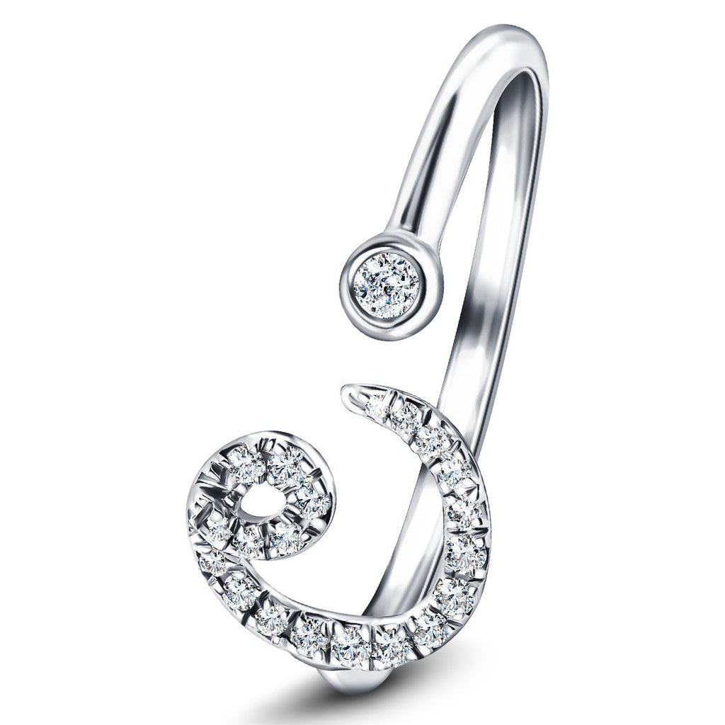 Fancy Diamond Initial 'C' Ring 0.11ct G/SI Quality in 9k White Gold - All Diamond