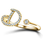 Fancy Diamond Initial 'D' Ring 0.13ct G/SI Quality in 9k Yellow Gold - All Diamond