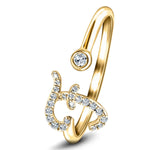 Fancy Diamond Initial 'F' Ring 0.10ct G/SI Quality in 9k Yellow Gold - All Diamond