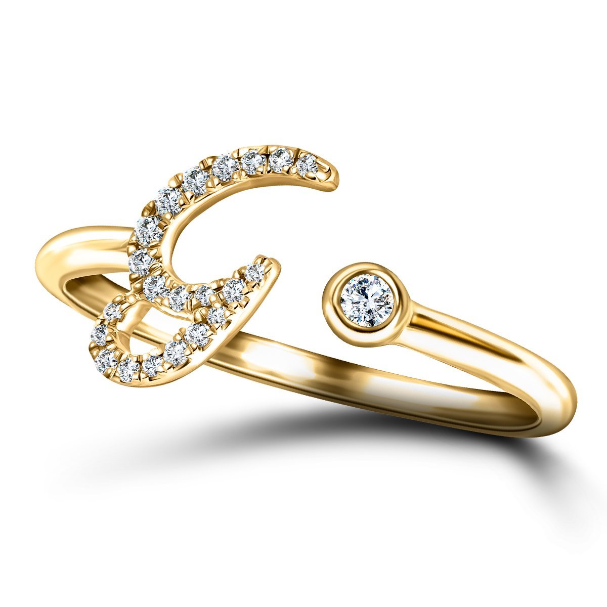 Fancy Diamond Initial 'G' Ring 0.10ct G/SI Quality in 9k Yellow Gold - All Diamond