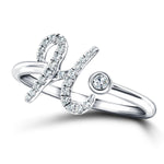 Fancy Diamond Initial 'H' Ring 0.12ct G/SI Quality in 9k White Gold - All Diamond