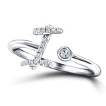 Fancy Diamond Initial 'I' Ring 0.10ct G/SI Quality in 9k White Gold - All Diamond