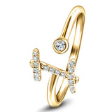 Fancy Diamond Initial 'I' Ring 0.10ct G/SI Quality in 9k Yellow Gold - All Diamond