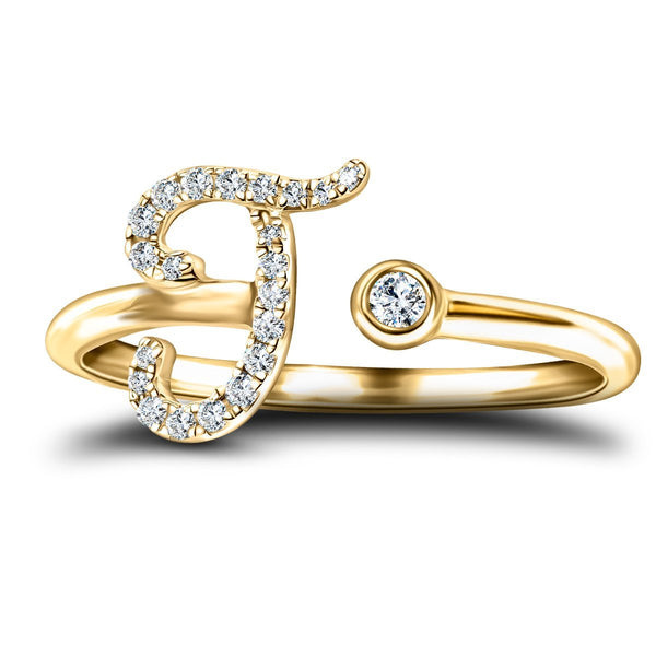 Fancy Diamond Initial 'J' Ring G/SI Quality in 9k Yellow