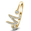 Fancy Diamond Initial 'M' Ring 0.11ct G/SI Quality in 9k Yellow Gold - All Diamond