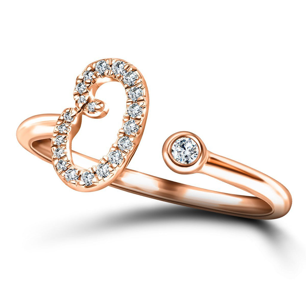 Fancy Diamond Initial 'O' Ring 0.11ct G/SI Quality in 9k Rose Gold - All Diamond