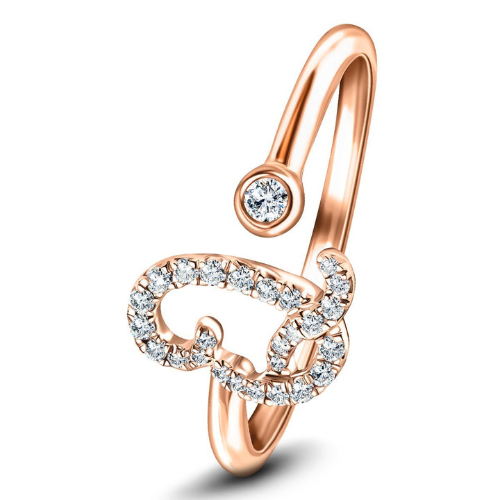 Fancy Diamond Initial 'Q' Ring 0.12ct G/SI Quality in 9k Rose Gold