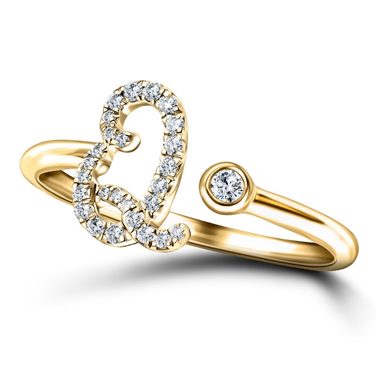 Fancy Diamond Initial 'Q' Ring 0.12ct G/SI Quality in 9k Yellow Gold - All Diamond