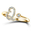 Fancy Diamond Initial 'Q' Ring 0.12ct G/SI Quality in 9k Yellow Gold - All Diamond