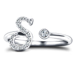 Fancy Diamond Initial 'S' Ring 0.10ct G/SI Quality in 9k White Gold - All Diamond