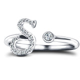 Fancy Diamond Initial 'S' Ring 0.10ct G/SI Quality in 9k White Gold - All Diamond