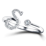 Fancy Diamond Initial 'S' Ring 0.10ct G/SI Quality in 9k White Gold - All Diamond