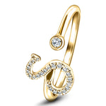 Fancy Diamond Initial 'S' Ring 0.10ct G/SI Quality in 9k Yellow Gold - All Diamond