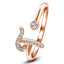 Fancy Diamond Initial 'T' Ring 0.10ct G/SI Quality in 9k Rose Gold - All Diamond