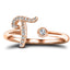 Fancy Diamond Initial 'T' Ring 0.10ct G/SI Quality in 9k Rose Gold - All Diamond
