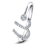 Fancy Diamond Initial 'U' Ring 0.10ct G/SI Quality in 9k White Gold - All Diamond