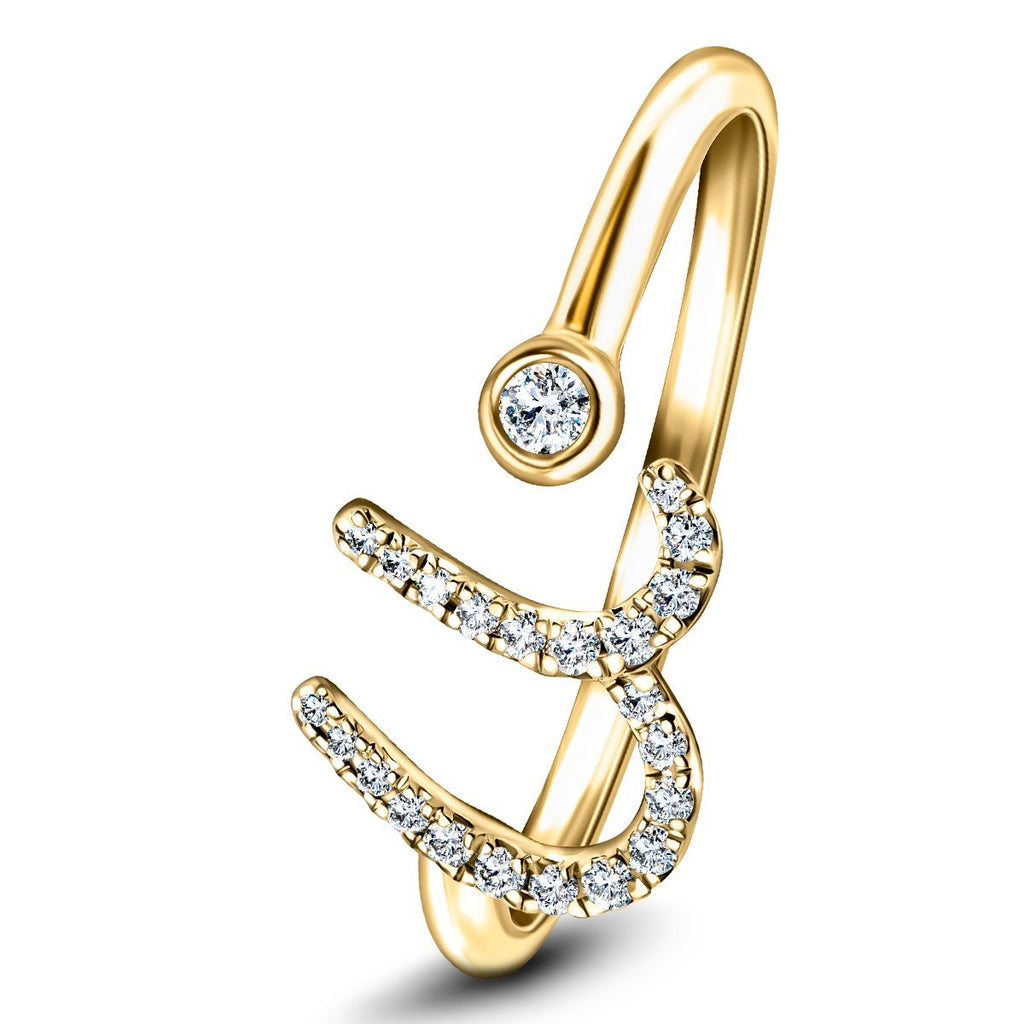 Fancy Diamond Initial 'U' Ring 0.10ct G/SI Quality in 9k Yellow Gold - All Diamond