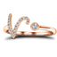 Fancy Diamond Initial 'V' Ring 0.11ct G/SI Quality in 9k Rose Gold - All Diamond