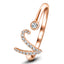 Fancy Diamond Initial 'V' Ring 0.11ct G/SI Quality in 9k Rose Gold
