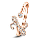 Fancy Diamond Initial 'X' Ring 0.10ct G/SI Quality in 9k Rose Gold - All Diamond