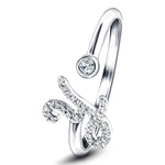 Fancy Diamond Initial 'Y' Ring 0.12ct G/SI Quality in 9k White Gold - All Diamond