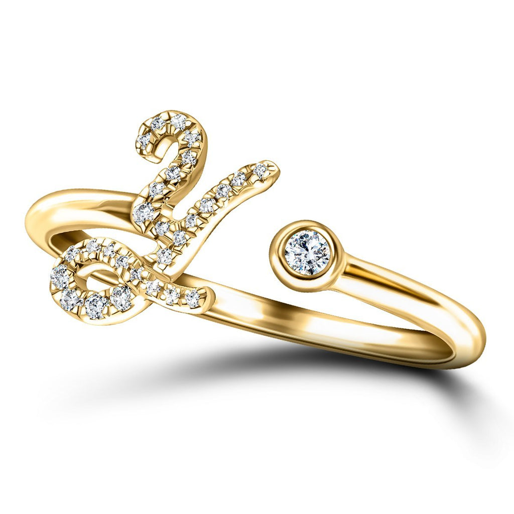 Fancy Diamond Initial 'Y' Ring 0.12ct G/SI Quality in 9k Yellow Gold - All Diamond