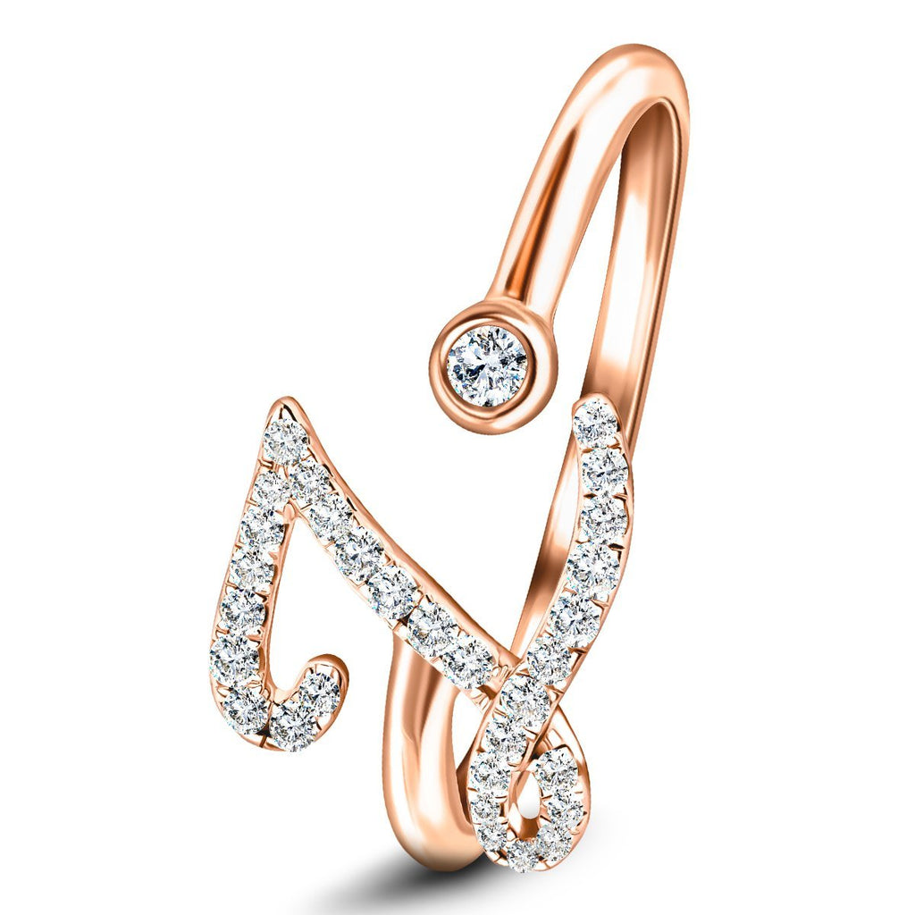 Fancy Diamond Initial 'Z' Ring 0.16ct G/SI Quality in 9k Rose Gold - All Diamond