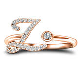 Fancy Diamond Initial 'Z' Ring 0.16ct G/SI Quality in 9k Rose Gold - All Diamond