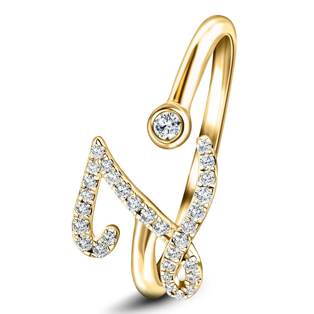 Fancy Diamond Initial 'Z' Ring 0.16ct G/SI Quality in 9k Yellow Gold - All Diamond