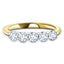 Five Stone Diamond Ring with 0.30ct G/SI Quality in 18k Yellow Gold - All Diamond