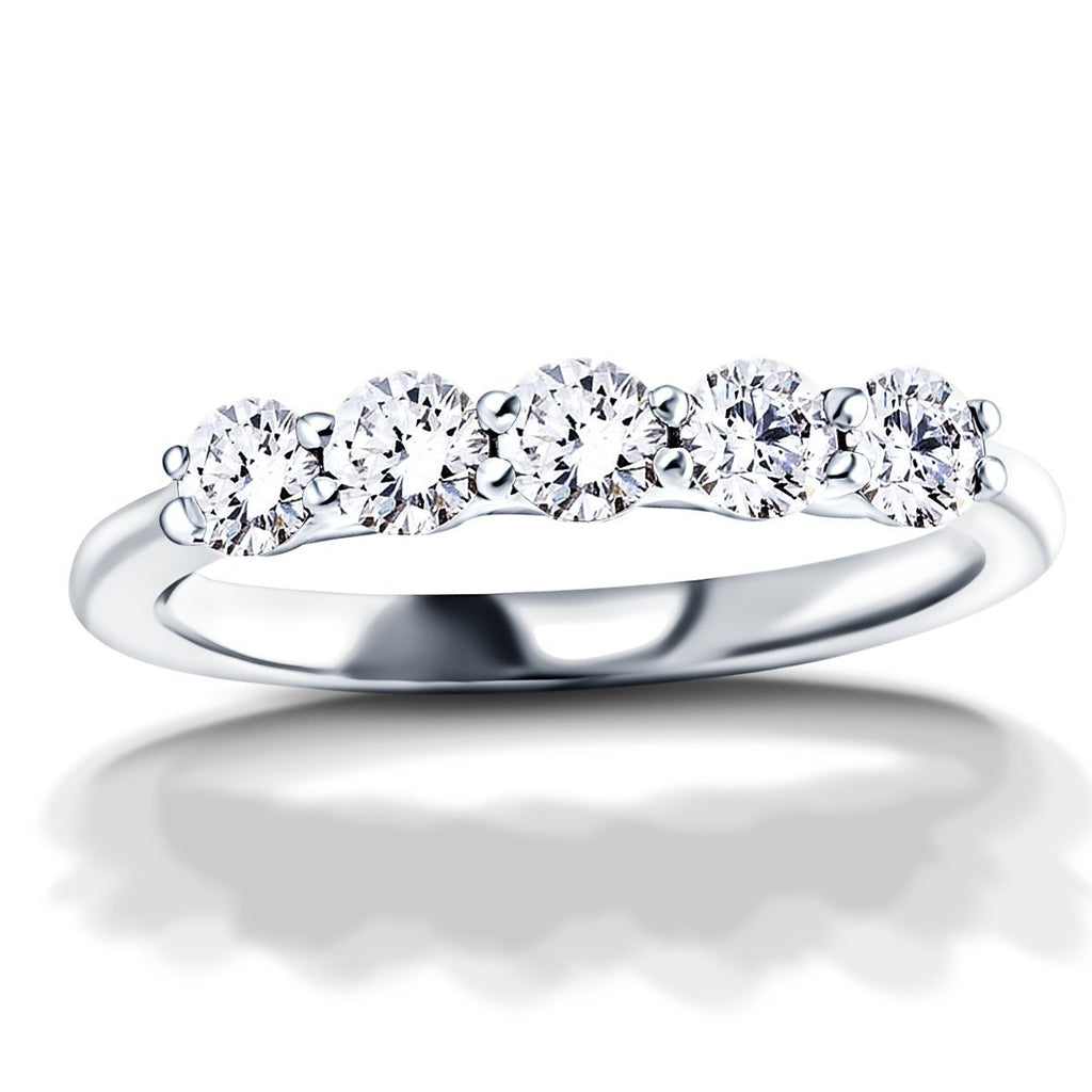 Five Stone Diamond Ring with 0.30ct G/SI Quality in Platinum - All Diamond