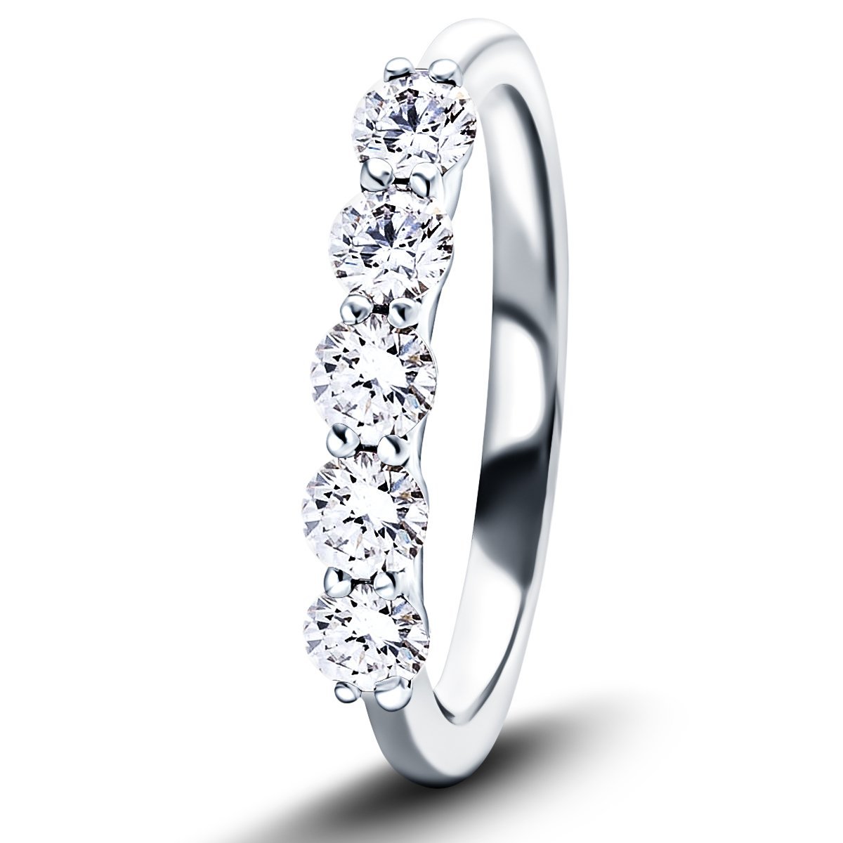 Five Stone Diamond Ring with 0.30ct G/SI Quality in Platinum - All Diamond