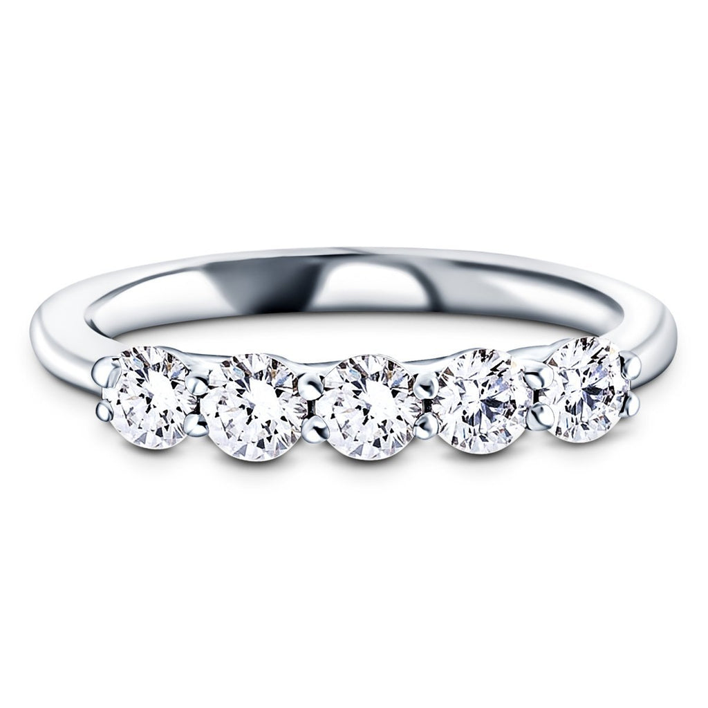 Five Stone Diamond Ring with 0.50ct G/SI Quality in 18k White Gold - All Diamond