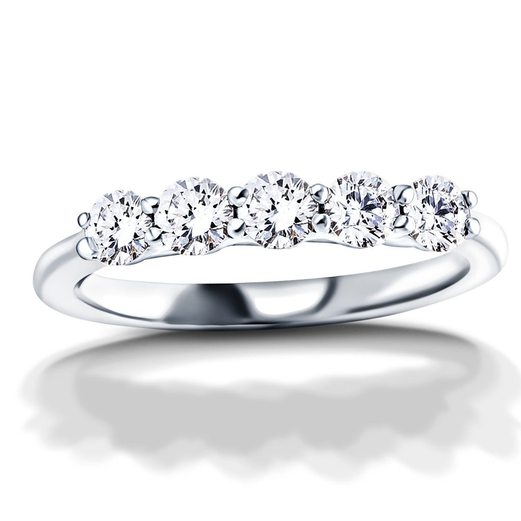 Five Stone Diamond Ring with 0.50ct G/SI Quality in Platinum - All Diamond