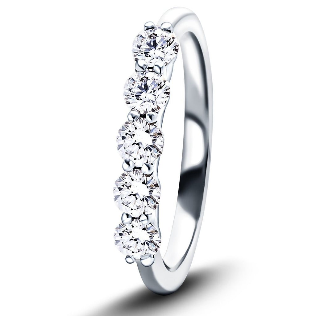 Five Stone Diamond Ring with 0.75ct G/SI Quality in Platinum - All Diamond