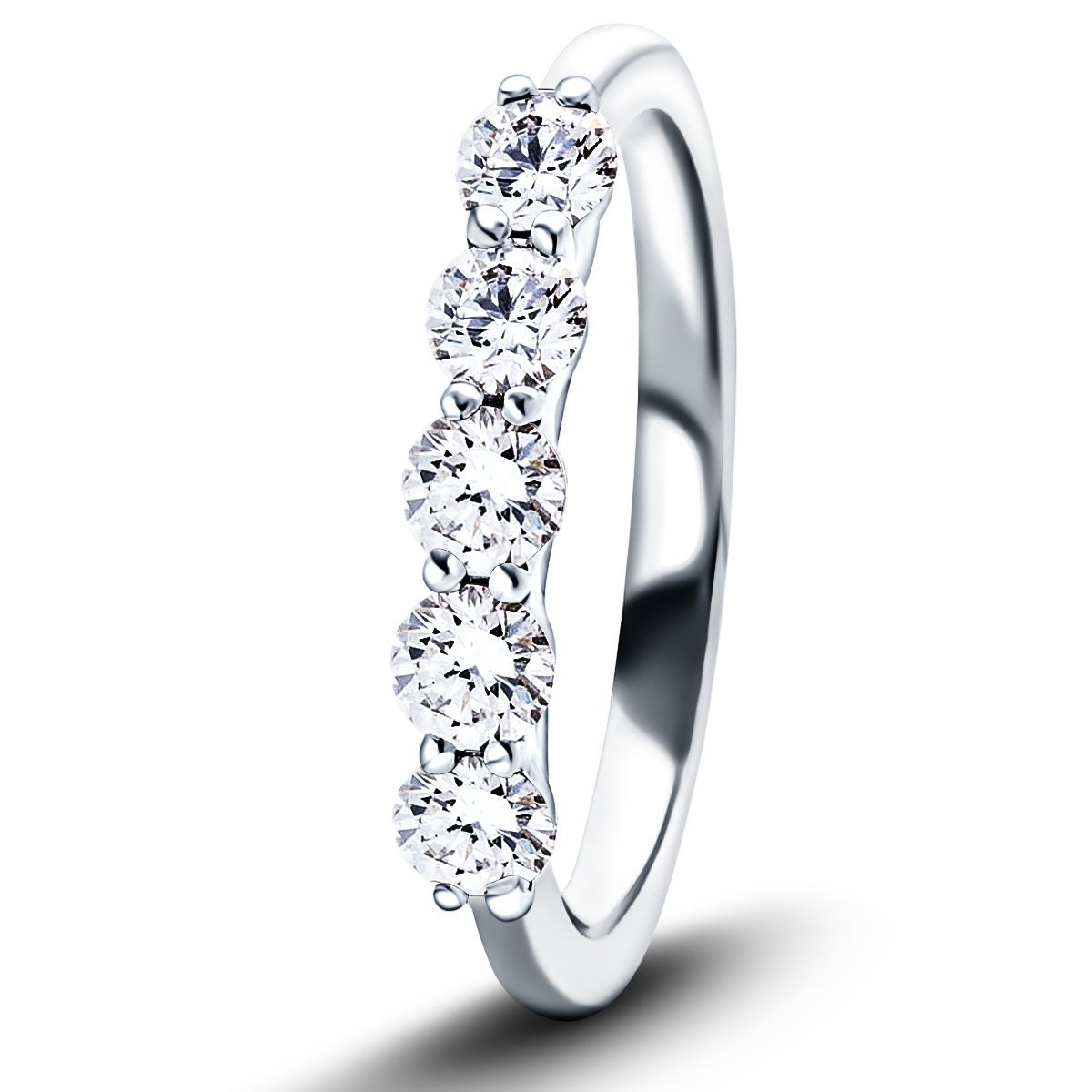 Five Stone Diamond Ring with 1.50ct G/SI Quality in 18k White Gold - All Diamond