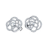 Flower Diamond Earrings 0.70ct G/SI Quality 18k White Gold 13.5mm - All Diamond