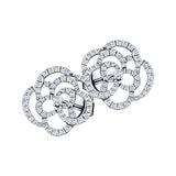 Flower Diamond Earrings 0.70ct G/SI Quality 18k White Gold 13.5mm - All Diamond