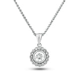 Flower Diamond Halo Pendant Necklace 0.50ct G/SI 18k White Gold - All Diamond