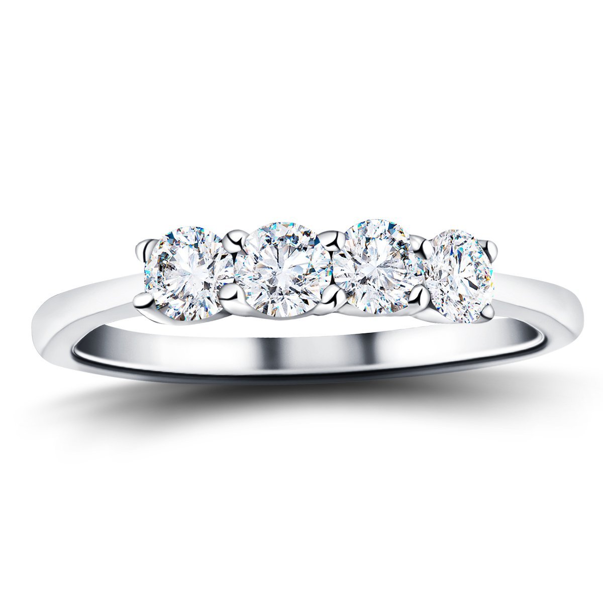 Four Stone Round Diamond Ring with 0.45ct G/SI in 18k White Gold - All Diamond