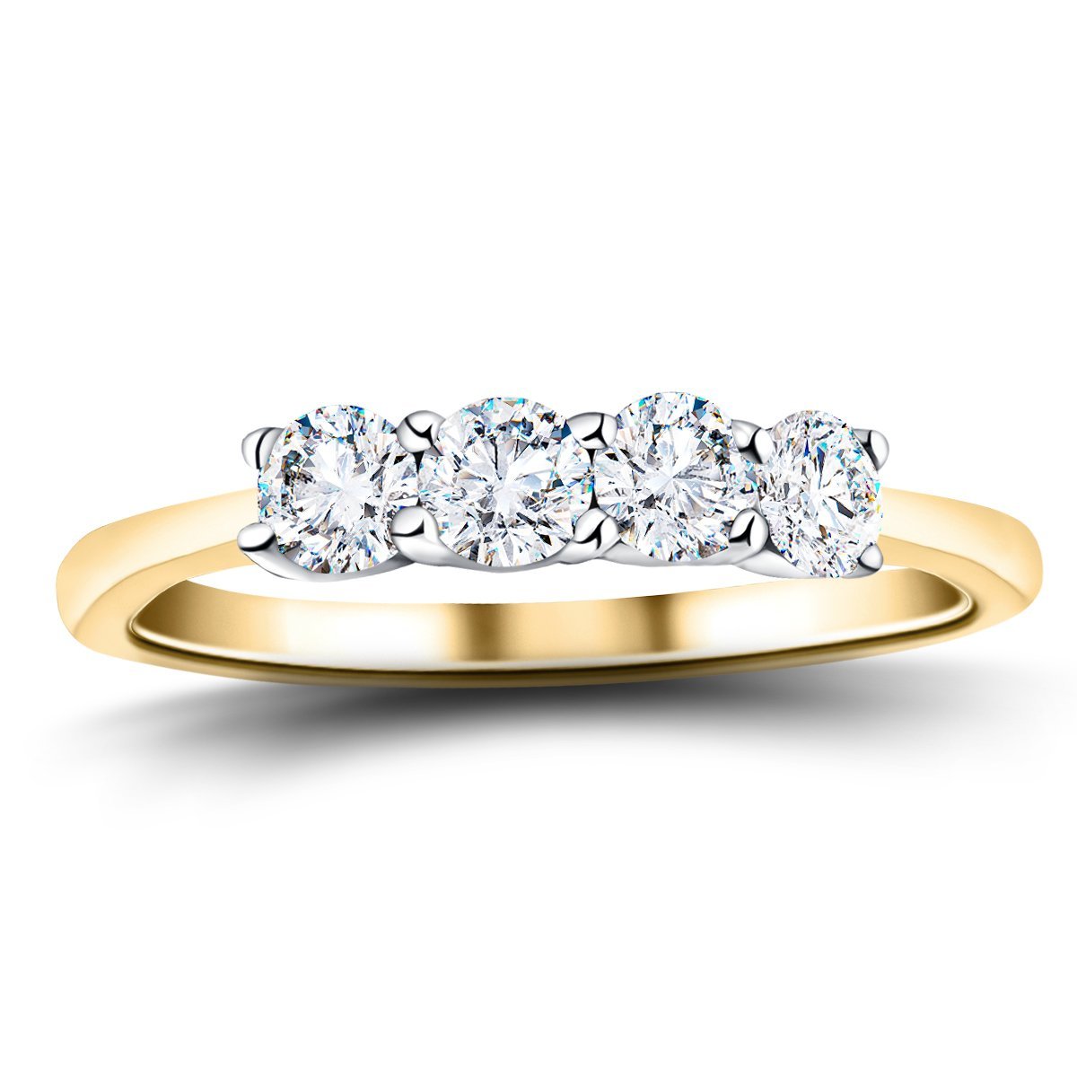 Four Stone Round Diamond Ring with 0.45ct G/SI in 18k Yellow Gold - All Diamond